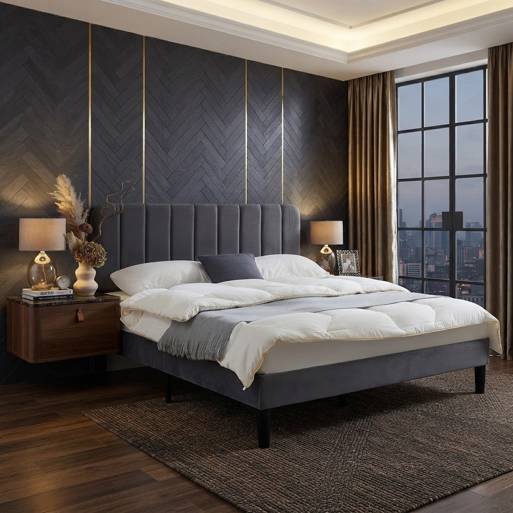 pokorny+3+piece+bedroom+set,+velvet+upholstered+platform+bed+frame+with+adjustable+headboard+and+2+nightstands,+modern+full+size+bedroom+furniture+set+with+wood+slats,+no+box+spring+required,+easy+assembly 144615 (3)